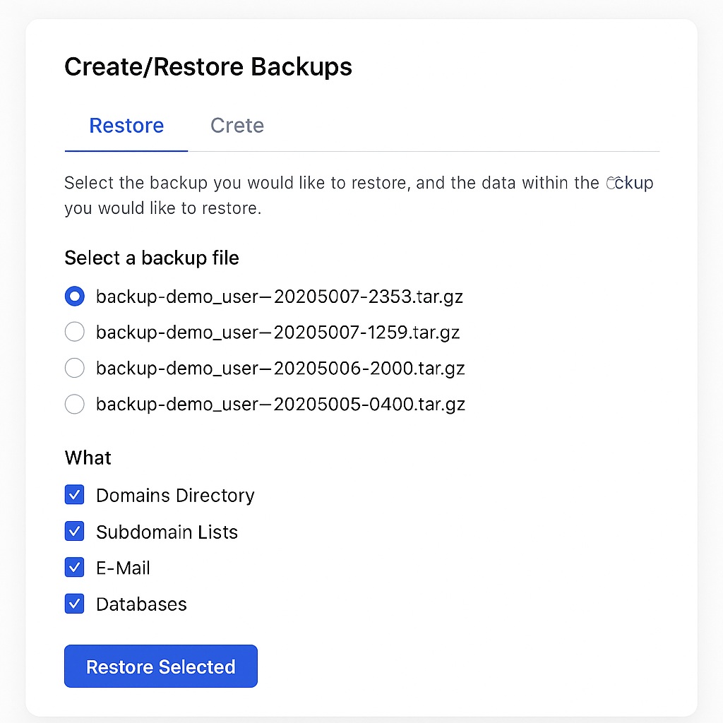 بازیابی از بکاپ (Restore)